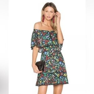 Alice + Olivia Floral Off-Shoulder Dress - Black, Red, Blue, Green, Yellow